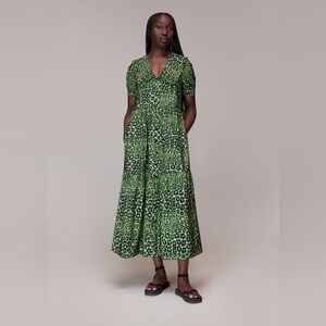 Whistles Leopard Print Green and Purple Neon Maxi Dress US 12/UK 16